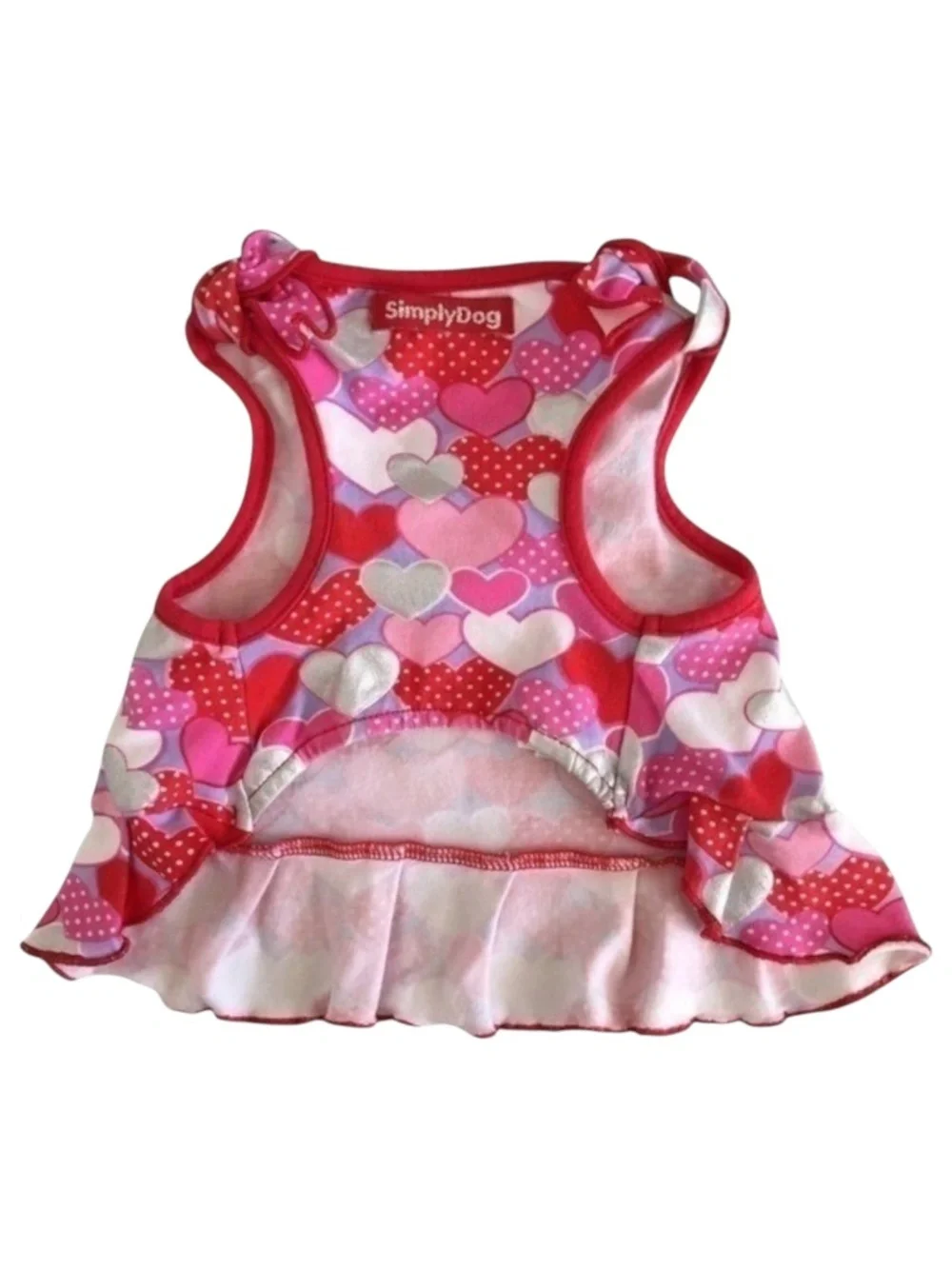 SimplyDog Red Heart Print Dog Dress Size S